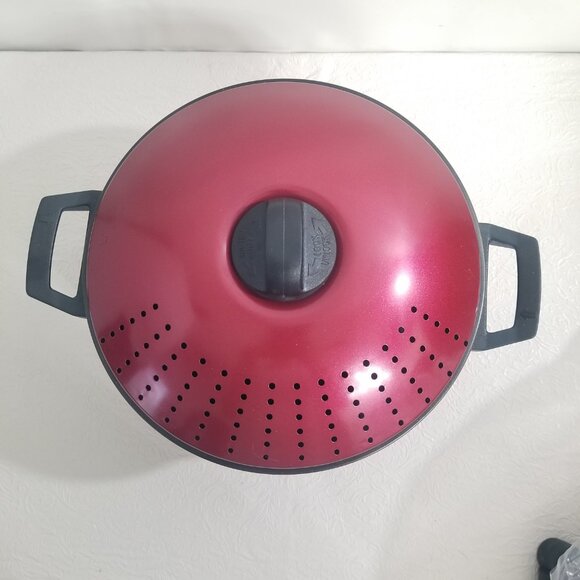 Vtg Pasta Pro Red Non-Stick Cook Drain 6qt Stockpot 2qt Saucepan Locking Lids - Picture 6 of 16